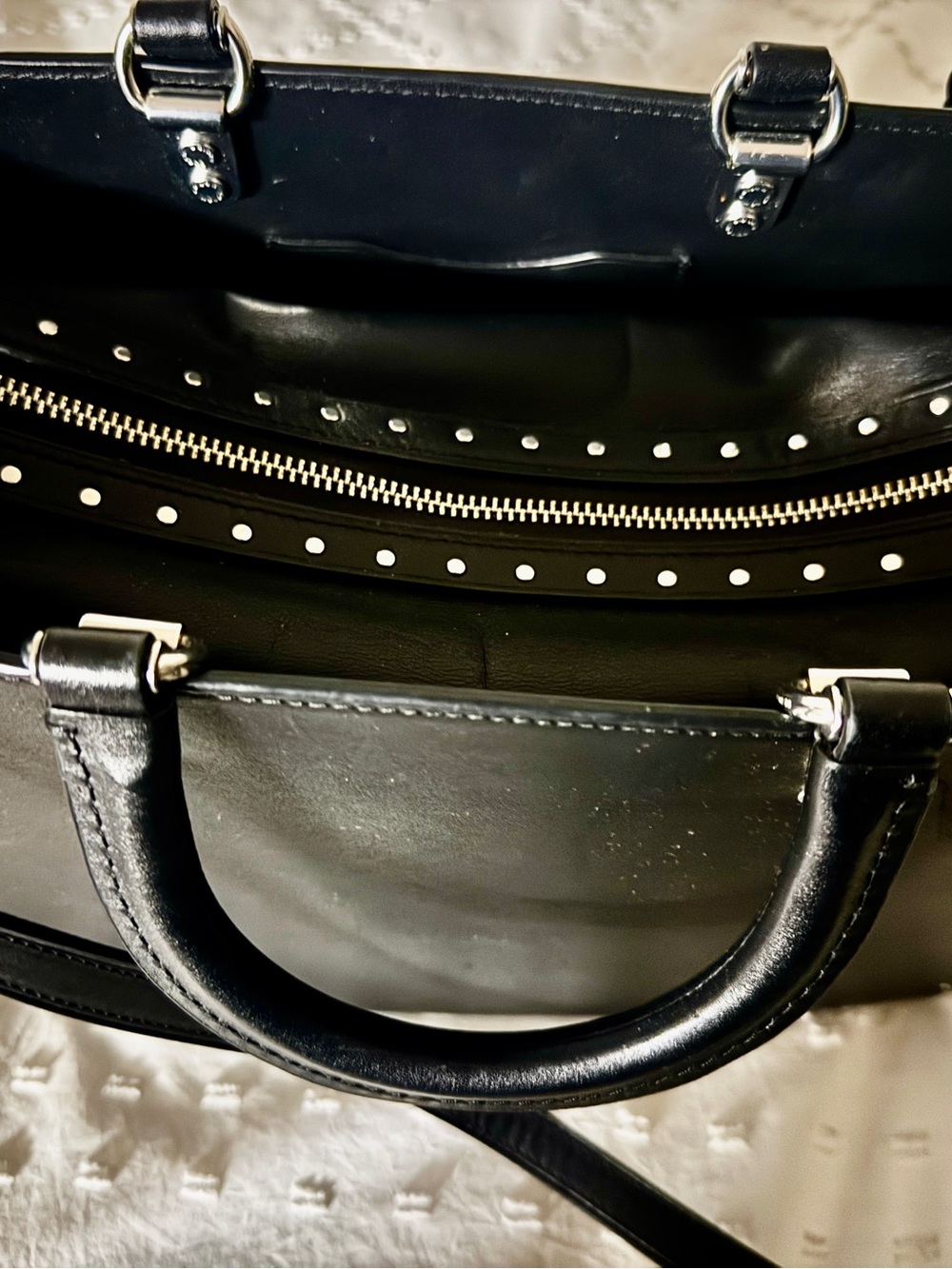 Coach Rogue 30 Black Leather Studded Satchel Shoulder Bag - Picture 5 of 5